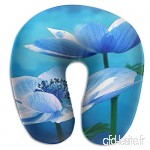 Travel Pillow Anemone Nature Flowers Memory Foam U Neck Pillow for Lightweight Support in Airplane Car Train Bus - B07VD5P6XP